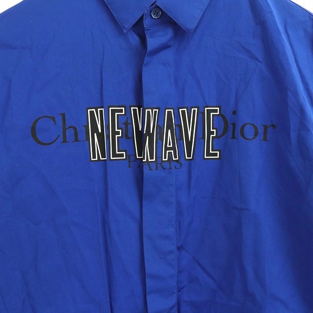 ディオールオム 17AW NEWAVE シャツ 長袖 ロゴ コットン 38 青 4