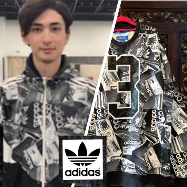 adidas(アディダス)のアディダス ロゴづくし 古川雄大さん モノトーン トレーナー パーカー ジャージ メンズのトップス(スウェット)の商品写真