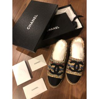 シャネル(CHANEL)のCHANEL シャネル エスパドリーユ ツイード 38(スリッポン/モカシン)