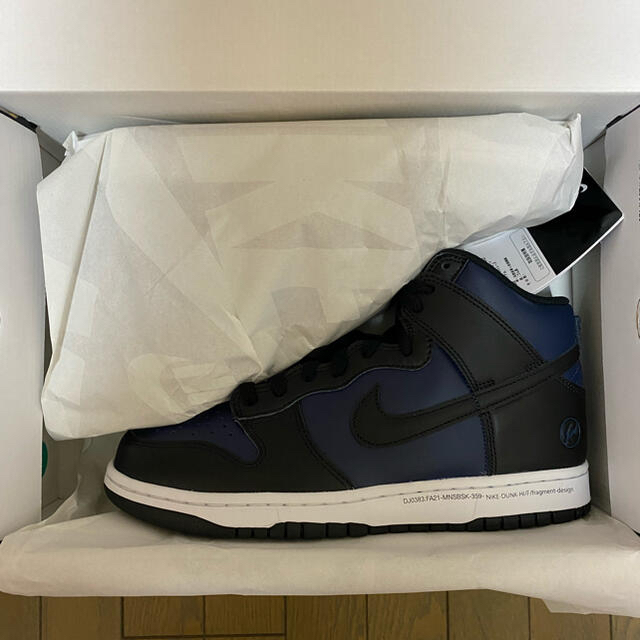 NIKE(ナイキ)のNIKE DUNK HI×FRAGMENT MIDNIGHT NAVY 27 メンズの靴/シューズ(スニーカー)の商品写真