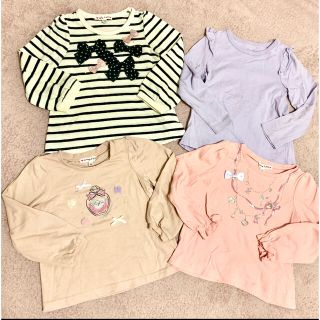 エニィファム(anyFAM)の美品　エニィファムキッズ　可愛いトップス　カットソー　ボーダー　りぼん　チュール(Tシャツ/カットソー)