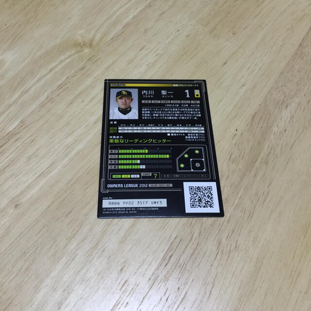 BANDAI(バンダイ)の野球カード　内川 エンタメ/ホビーのタレントグッズ(スポーツ選手)の商品写真