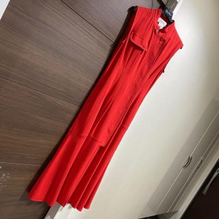 マックスマーラ(Max Mara)の新品未使用　max Mara 朱赤ワンピース　36(ロングワンピース/マキシワンピース)