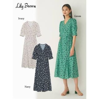 リリーブラウン(Lily Brown)のLilyBrown フラワーカシュクールワンピース(ロングワンピース/マキシワンピース)