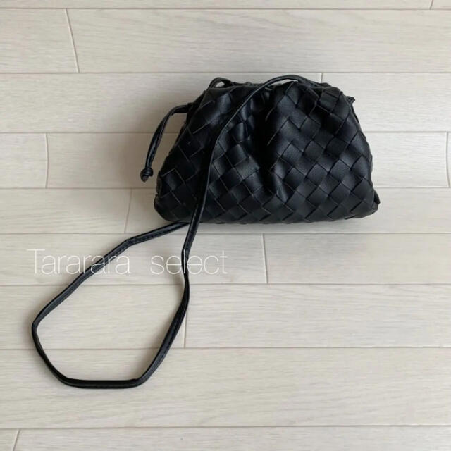 ● leather Braidedbag S black● 1