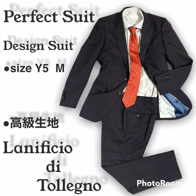 ⭐︎高級生地⭐︎パーフェクトスーツ　デザイン　メンズ　ビジネススーツ　トレーニョ