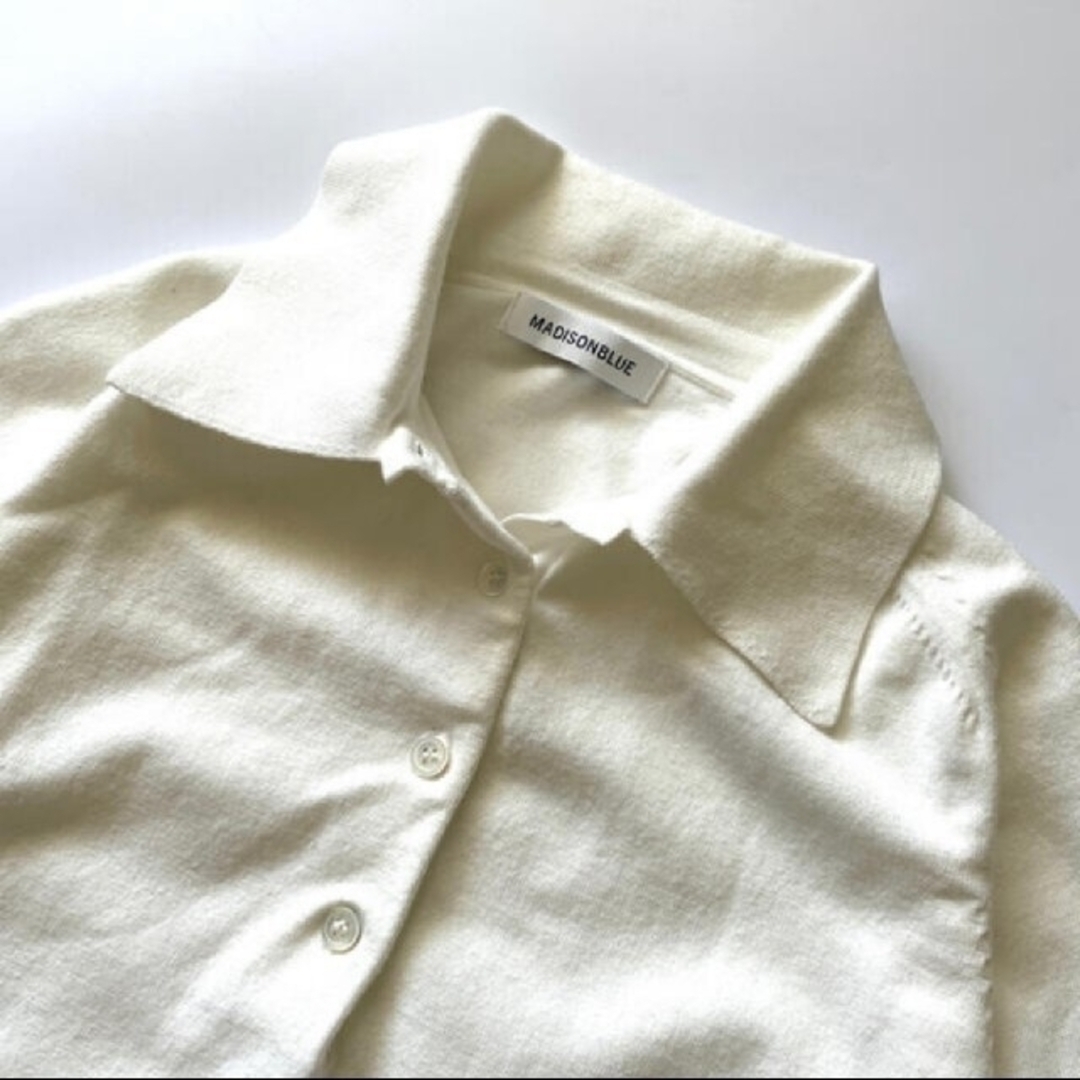 ◆マディソンブルー 半袖ニット ホワイト サイズ00 ポロシャツ 白 1