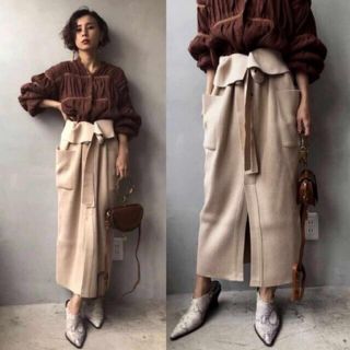 アメリヴィンテージ(Ameri VINTAGE)の【タグ付き新品】Ameri VINTAGE LAPEL KNIT SKIRT (ロングスカート)