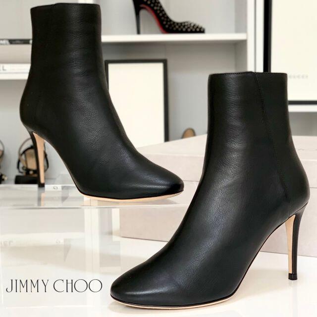 JIMMY CHOO ブラック× レザー ショートブーツ