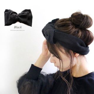 【SALE】でかリボン リブ ヘアバンド カチューシャ ターバン 韓国