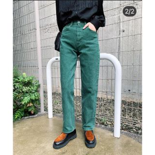 マウジー(moussy)のMOUSSY PLAIN JEANS COLOR STRAIGHTダークグリーン(デニム/ジーンズ)