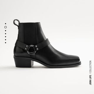 ザラ(ZARA)のZARA バックルレザーブーツ ヒールブーツ(ブーツ)