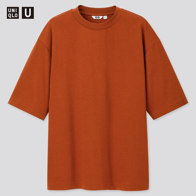 UNIQLO(ユニクロ)のUNIQLOエアリズムコットンオーバーサイズTシャツ5分袖DARK ORANGE メンズのトップス(Tシャツ/カットソー(半袖/袖なし))の商品写真