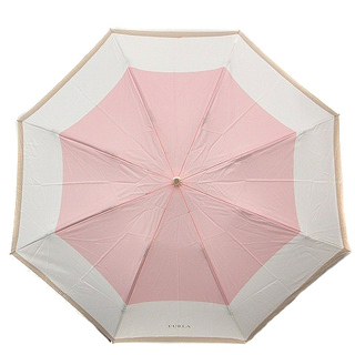 フルラ(Furla)のフルラ 折りたたみ傘 ロゴ 白 ピンク(傘)