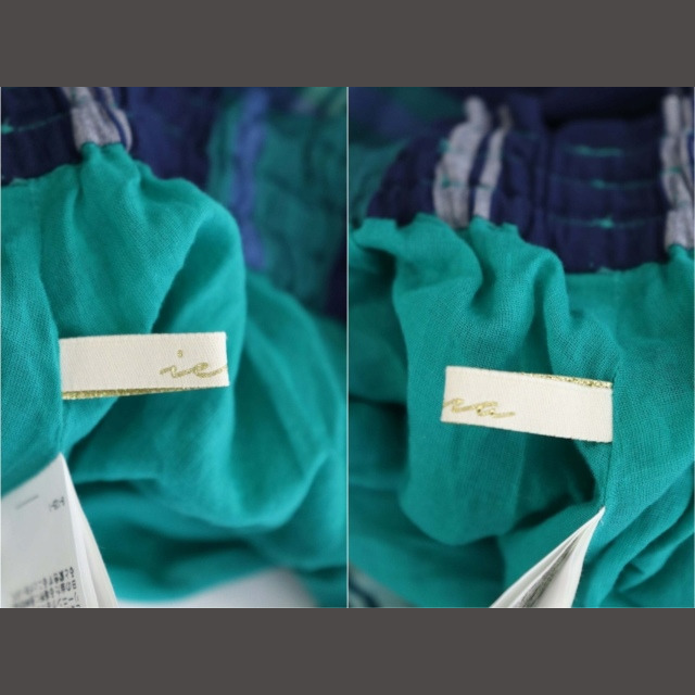 イエナ チェックギャザースカート ロング フレア 緑 紺 白 グリーン ブルー 2