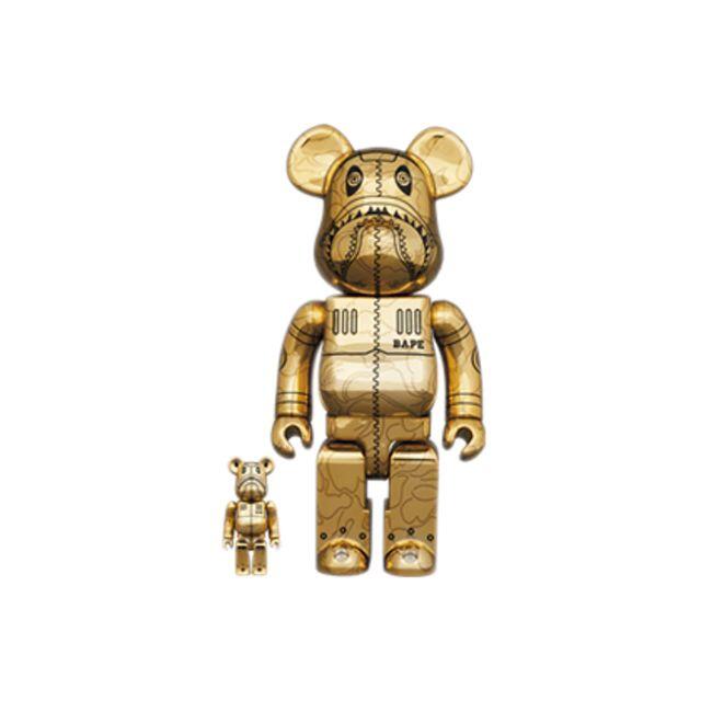 BE@RBRICK SORAYAMA BAPE SHARK 400% GOLD