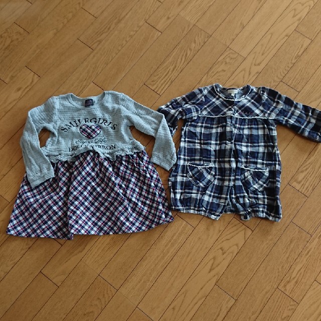 110チェックワンピース キッズ/ベビー/マタニティのキッズ服女の子用(90cm~)(ワンピース)の商品写真