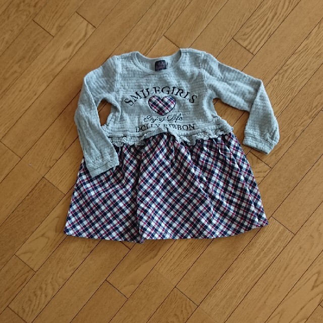 110チェックワンピース キッズ/ベビー/マタニティのキッズ服女の子用(90cm~)(ワンピース)の商品写真