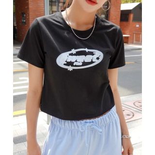 ミックスエックスミックス(mixxmix)の韓国通販　ロゴ　Tシャツ　ブラック　SHEIN レディース　半袖　(Tシャツ(半袖/袖なし))