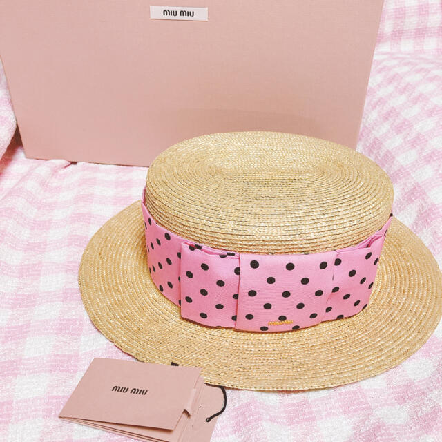 miumiu 麦わら帽子 カンカン帽 ストローハット 専門ショップ 9062円