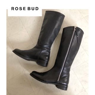 ローズバッド(ROSE BUD)のローズバッド＊牛革 ロングブーツ ブラック(ブーツ)