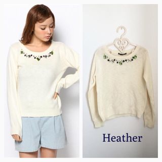 ヘザー(heather)のHeather カラービジューニット(ニット/セーター)