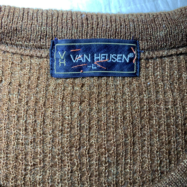 VAN HEUSEN ヴァンヒューゼン　ニット　茶色　古着 メンズのトップス(ニット/セーター)の商品写真