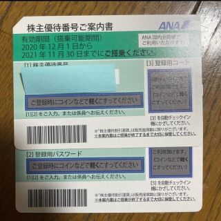 エーエヌエー(ゼンニッポンクウユ)(ANA(全日本空輸))のANA株主優待券☆2枚☆航空運賃半額券☆全日空☆ANA優待券(その他)