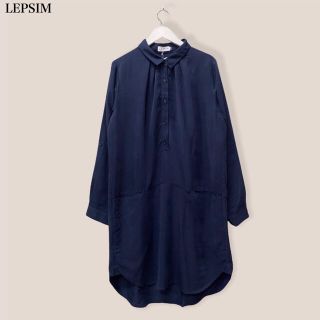 レプシィム(LEPSIM)の【LEPSIM】ウエスト切替えシャツワンピース　ネイビー　レプシィム(ひざ丈ワンピース)