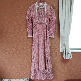 ガニーサックス(GUNNE SAX)の70s vintage ロングワンピース 古着 レース 花柄 ロマンティック(ロングワンピース/マキシワンピース)