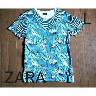 ザラ(ZARA)のZARA　ボタニカル柄Tシャツ　L（４２）(Tシャツ/カットソー(半袖/袖なし))