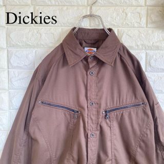 ディッキーズ(Dickies)のDickies 長袖 ワークシャツ シャツ ダークブラウン L オーバーサイズ(シャツ)