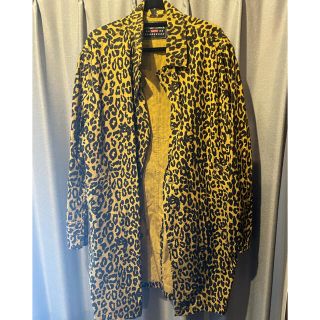 SUPREME シュプリーム 21SS×HYSTERIC GLAMOUR Leopard Trench ヒステリックグラマー レオパード総柄トレンチコート バックプリントロングジャケット ブラウン/イエロー