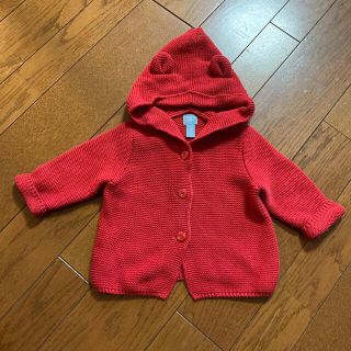 ベビーギャップ(babyGAP)のギャップ　赤　くまみみ　パーカー　アウター　ニット(カーディガン/ボレロ)