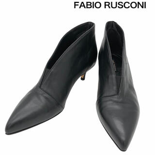 ファビオルスコーニ(FABIO RUSCONI)のFABIO RUSCONI ファビオルスコーニ レザー ブーティー 黒 22.5(ブーティ)