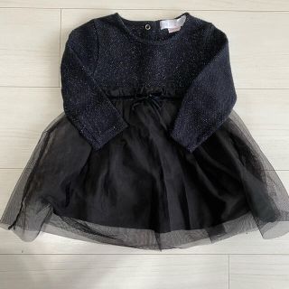 ザラキッズ(ZARA KIDS)のZARA baby♡スパーキーチュールブラックワンピース 長袖(ワンピース)