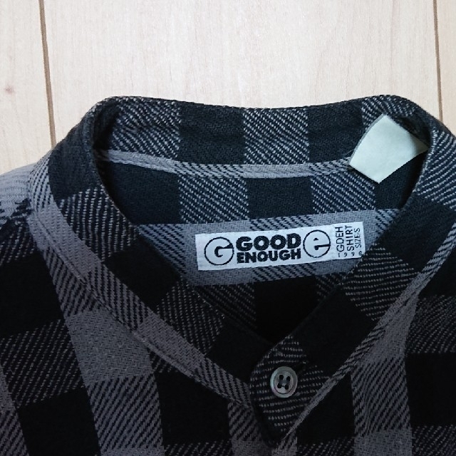 goodenough グッドイナフ ノーカラーチェックシャツ オリジナル グレー
