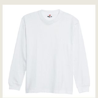 ヘインズ(Hanes)のBEEFY-T®のロングスリーブTシャツ　ホワイト　サイズL(Tシャツ/カットソー(七分/長袖))