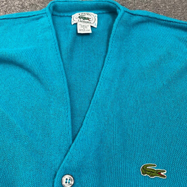 LACOSTE - 80s Lacoste ニット カーディガン USA ターコイズブルー