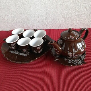 ベトナム 民芸品 茶器セット 中国茶 蓮茶(食器)