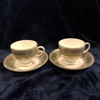 ウェッジウッド(WEDGWOOD)の廃盤　ウェッジウッド　コロンビアセージグリーン カップ&ソーサー  2客(グラス/カップ)