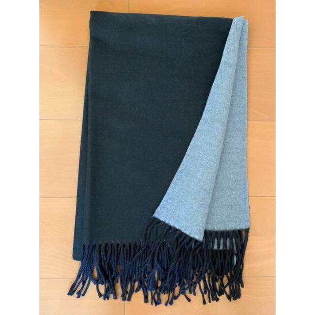 ◇ ブラック×グレー ◇ カシミヤストール 大判 リバーシブル | www