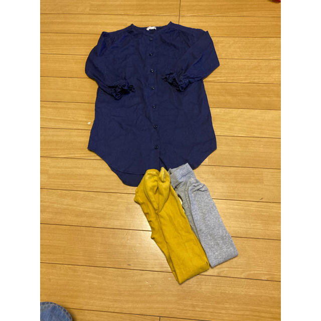 Branshes(ブランシェス)のシャツワンピ　ブランシェス タイツ　セット キッズ/ベビー/マタニティのキッズ服女の子用(90cm~)(ワンピース)の商品写真