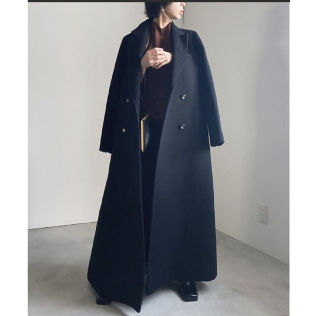 Ameri VINTAGE(アメリヴィンテージ)のAMERI☆UNDRESSED BACK PLEATS COAT　ブラック　M レディースのジャケット/アウター(ロングコート)の商品写真