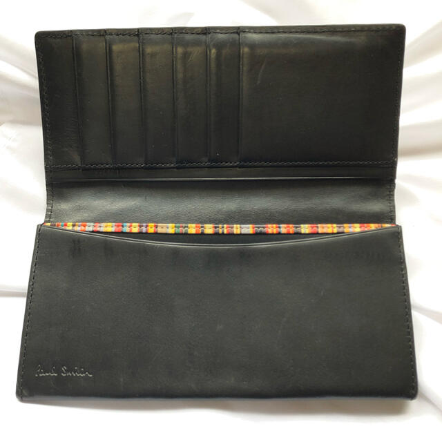 極美品⭐️Paul Smith マルチストライプ レザー 黒 2つ折り長財布