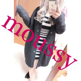 マウジー(moussy)の41598.moussy ノーカラーコート ウール ブラック(ロングコート)