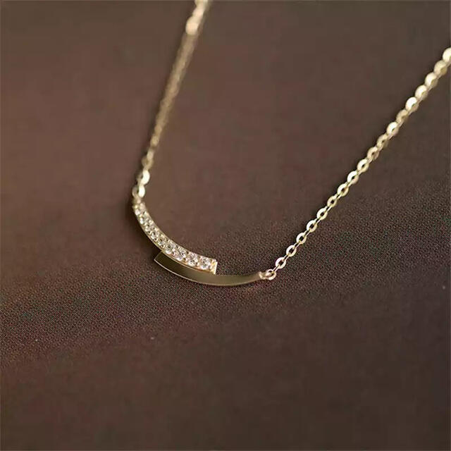 curve bar zirconia necklace 18kgp