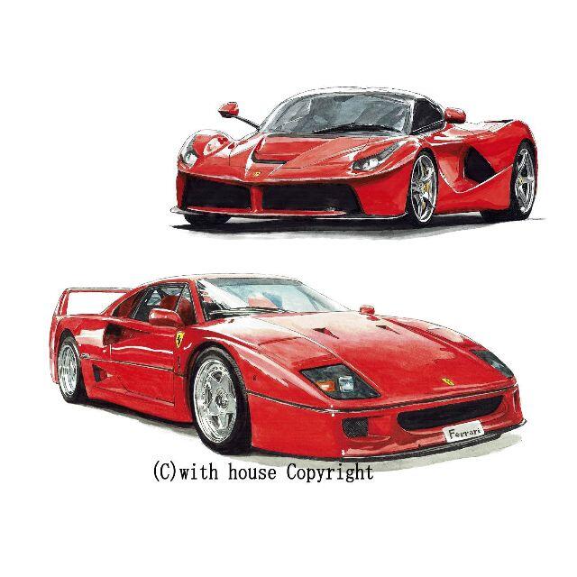 Ferrari(フェラーリ)のGC-1663ラ フェラーリ/F40限定版画サイン額装作家平右ヱ門 自動車/バイクの自動車(カタログ/マニュアル)の商品写真