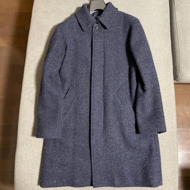 A.P.C. FOX BROTHERS コート ツイード 比翼 ネイビー - ステンカラーコート