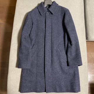 アーペーセー(A.P.C)のA.P.C. FOX BROTHERS コート　ツイード　比翼　ネイビー(ステンカラーコート)